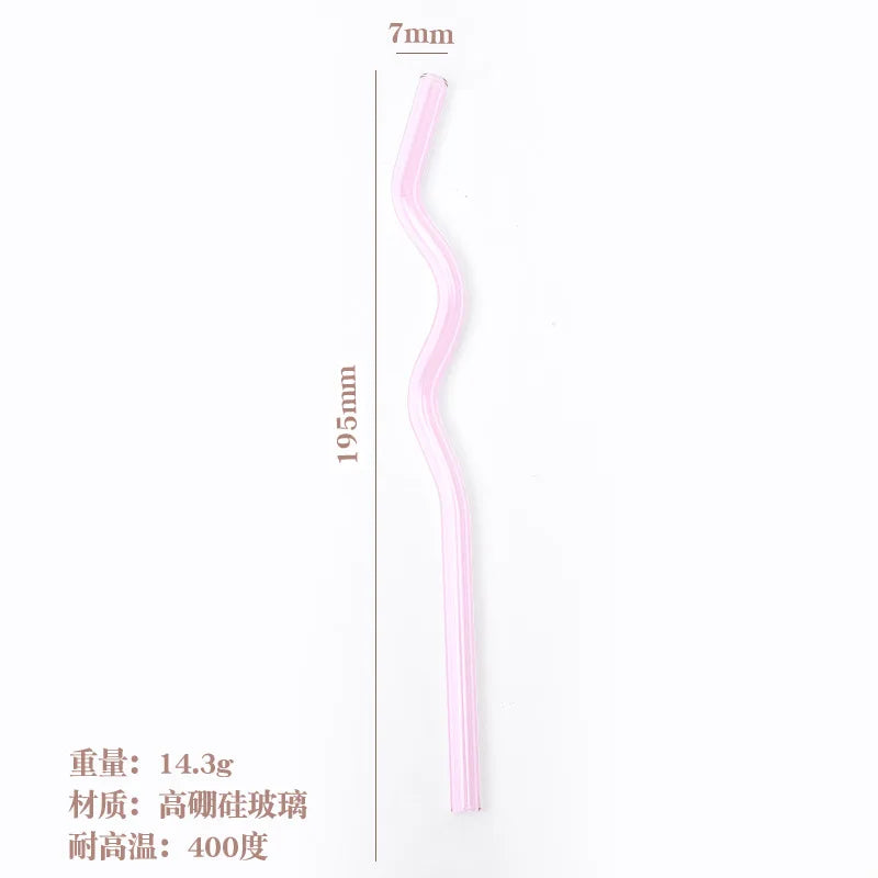 Pailles en Verre Réutilisables Ondulées Colorées Transparentes, Tube à Haute Teneur en Borosilicate, pour ix, Bar