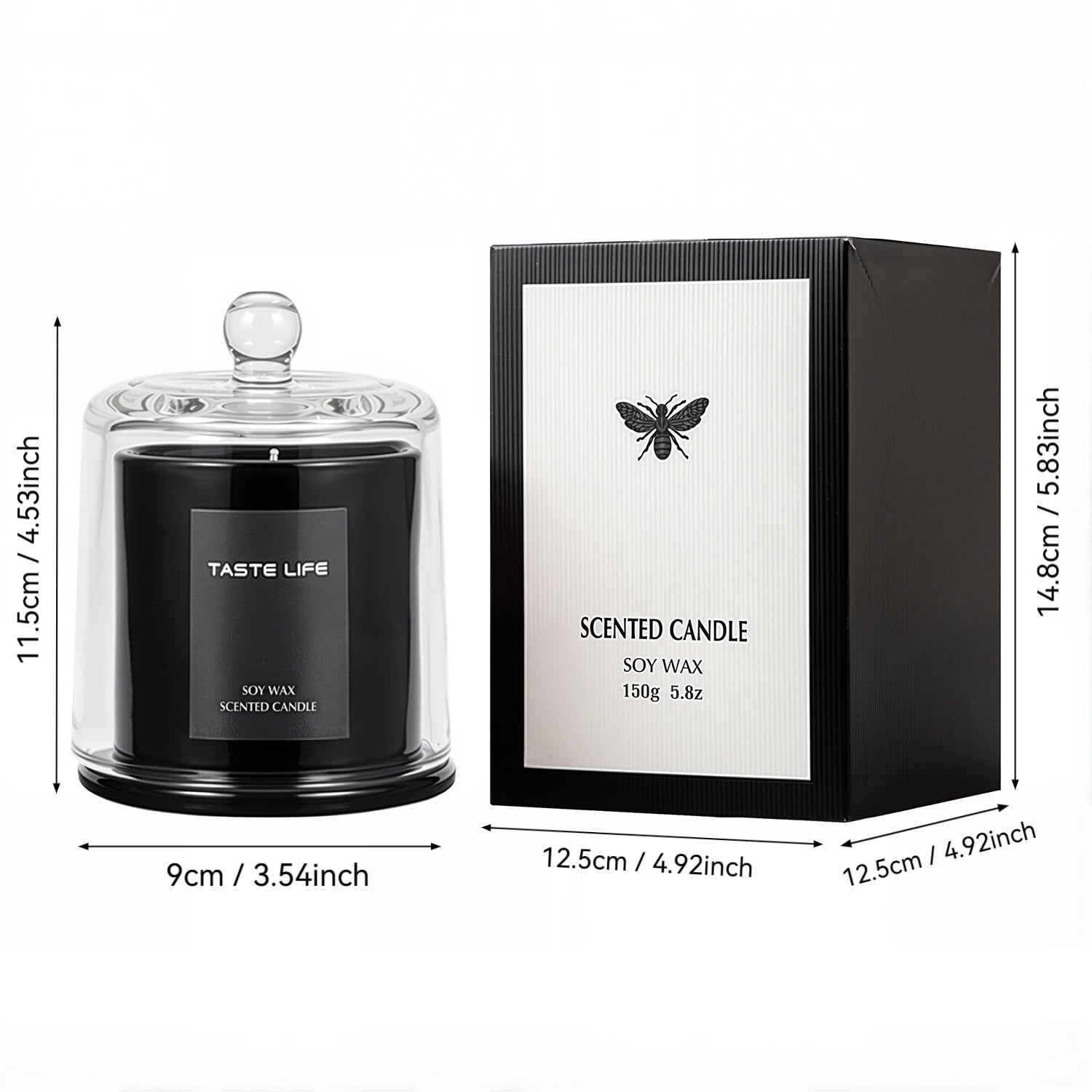 Bougies parfumées à la cire de soja de qualité supérieure avec cloche en verre, aromathérapie à l'huile essentielle sans fumée pour Spa à domicile, décoration prête en cadeau