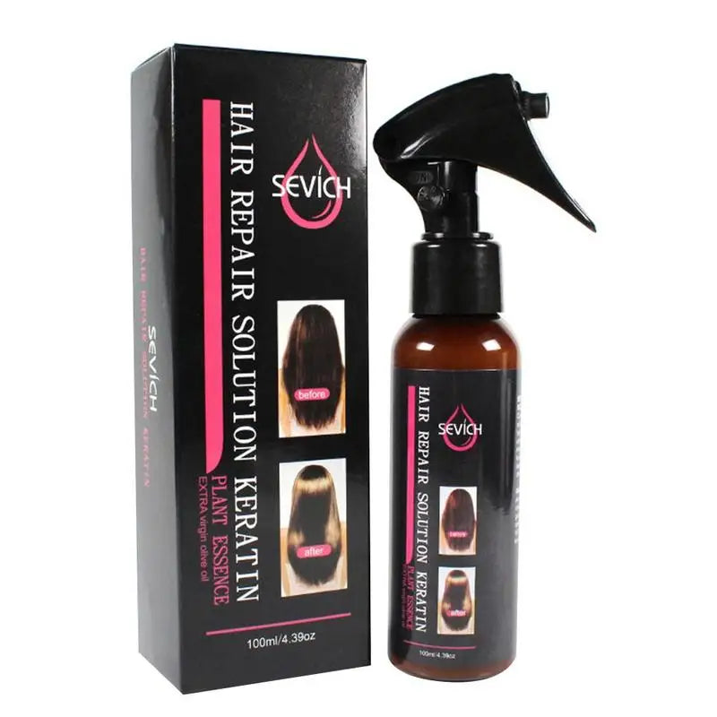 Spray lissant pour cheveux à la kératine, après-shampooing, traitement capillaire à la kératine pour la teinture, Anti-frisottis endommagé, adoucit, huile de soin brillante
