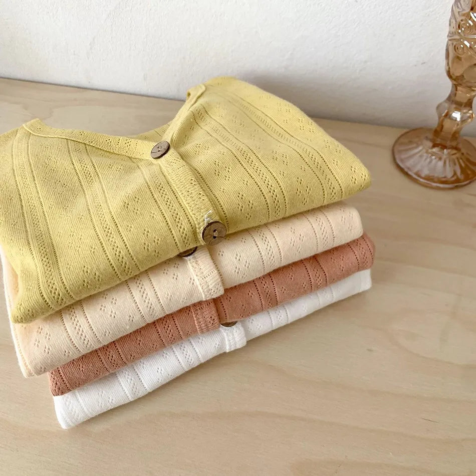 Veste d'été légère à manches longues pour enfants, vêtements pour tout-petits, cardigan solide pour documents, vêtements décontractés coréens pour bébés garçons et filles