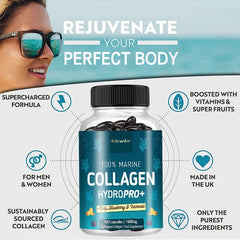 Puissant collagène marin - avec varech, myrtille et curcuma - 1400 mg Supplément de collagène hydrolysé pour cheveux, peau et ongles sains