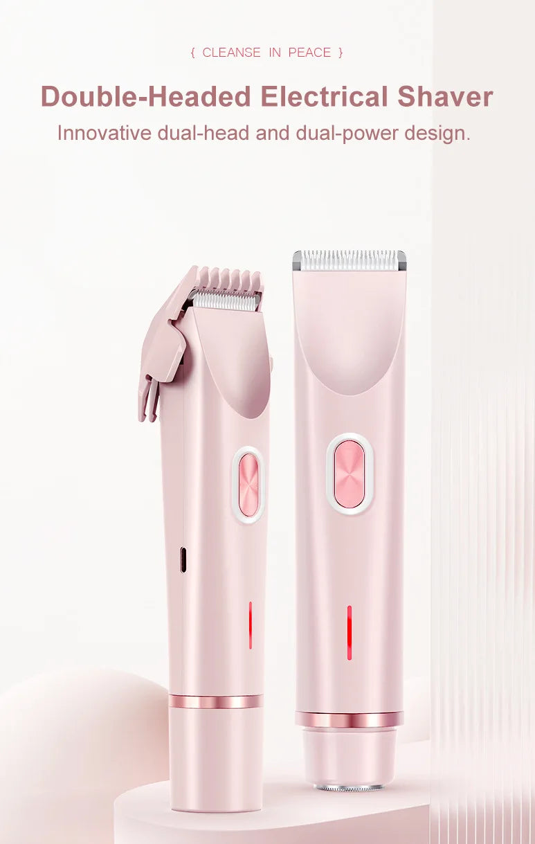 2-in-1 Electric Epilator, Painless Shaver, Bikini Trimmer, Facial Mustache Trimmer, Body Shaver for Women, Facial Epilator