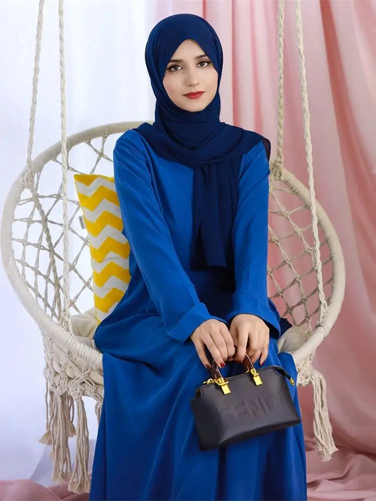 Noir blanc rose solide dubaï modeste sous Robe Abaya Islam caftan musulman avec poches robes pour femmes Robe Femme Musulmane