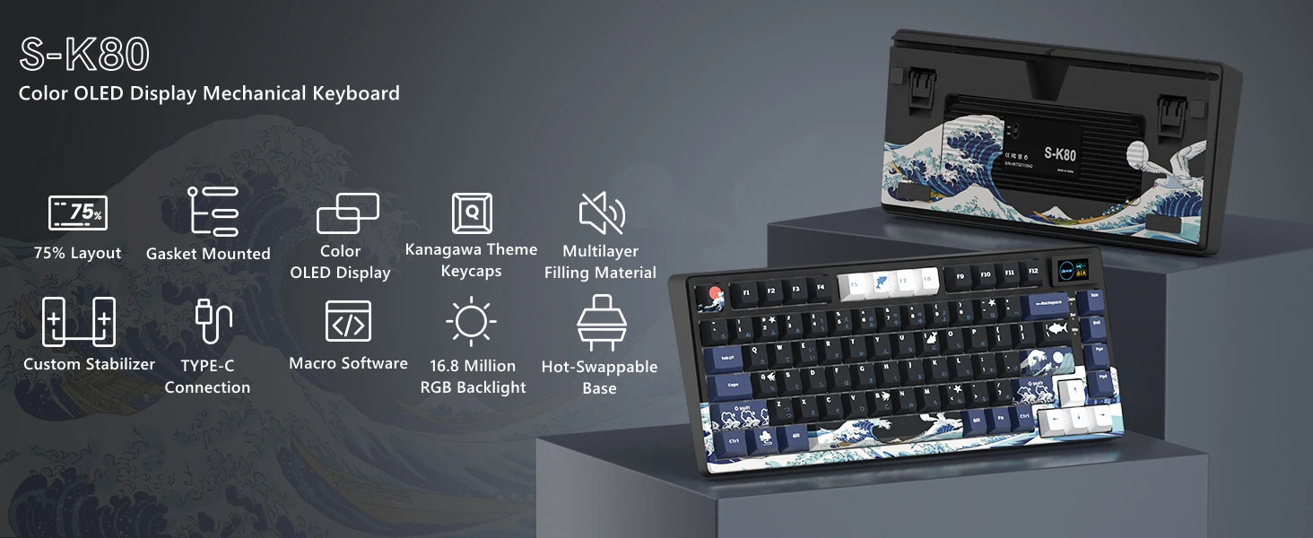 Womier S-K80 75% clavier avec écran OLED couleur clavier de jeu mécanique échange à chaud clavier joint montage rvb clavier personnalisé