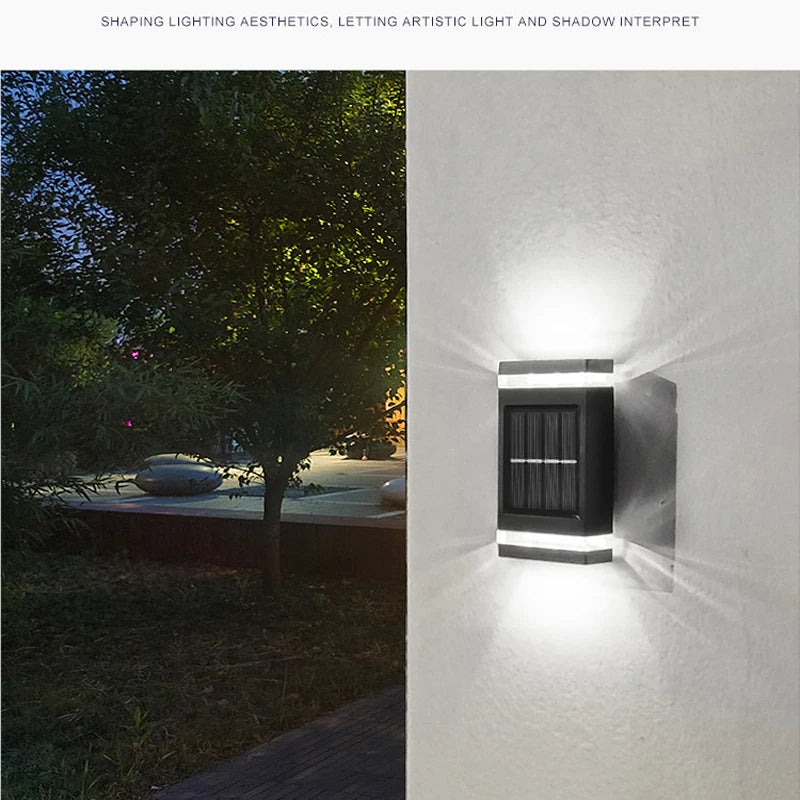 Lampe murale solaire extérieure étanche à énergie solaire éclairage haut/bas pour jardin cour décoration extérieure de la maison IP65 lumière de chemin solaire