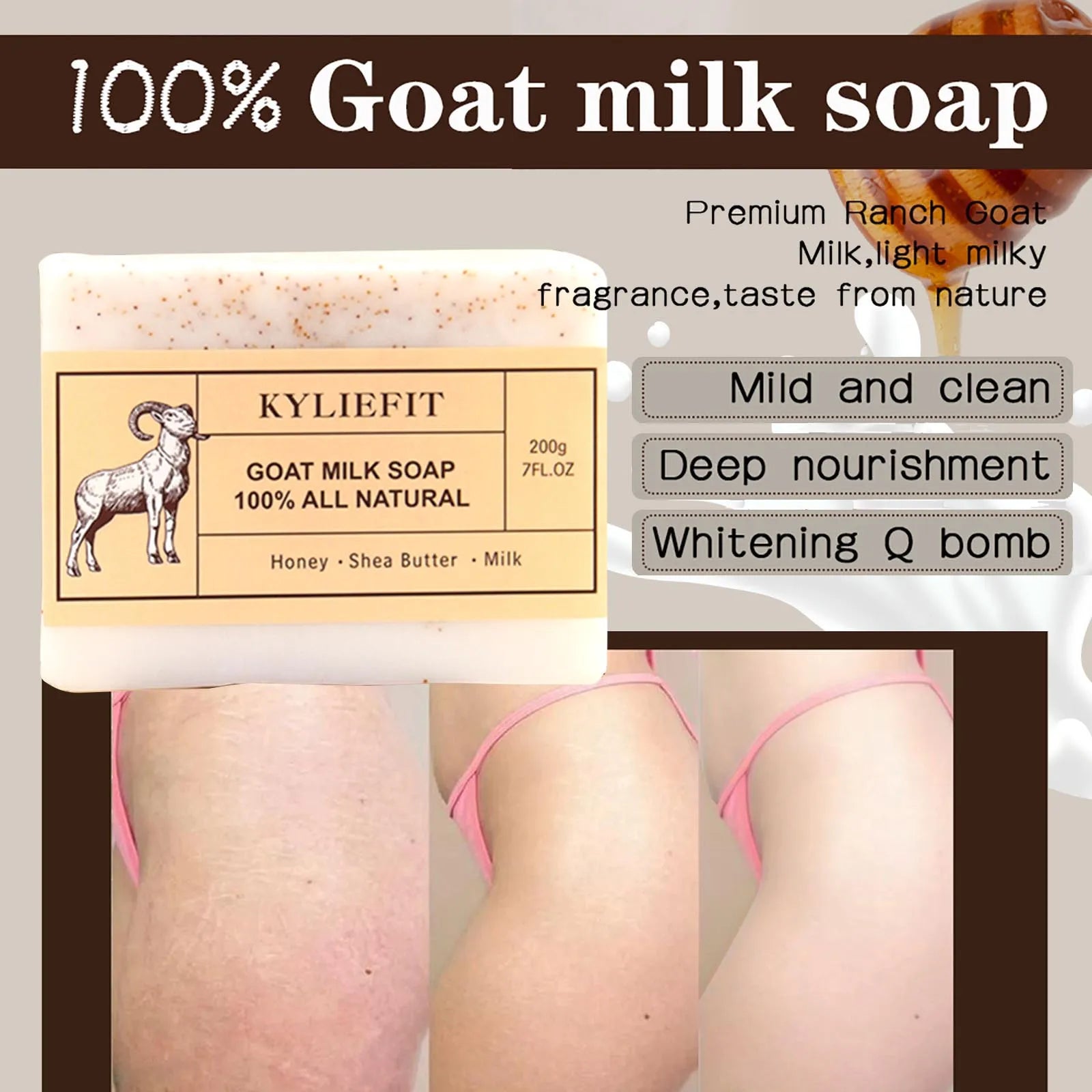Organic goat's milk bar for all skin types, natural, whitening, nourishing, shea butter and honey doll, books, Regina