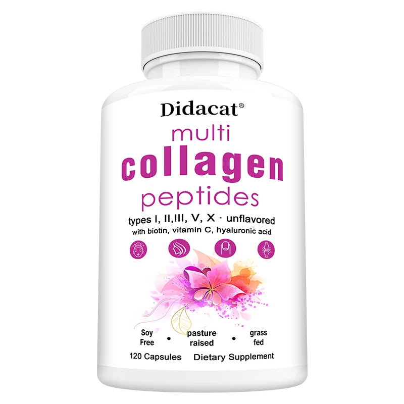 Supplément de peptides multi-colagène – Santé de la peau, des cheveux, des ongles, des os et des articulations, de l'immunité, de l'équilibre radical libre, sans OGM