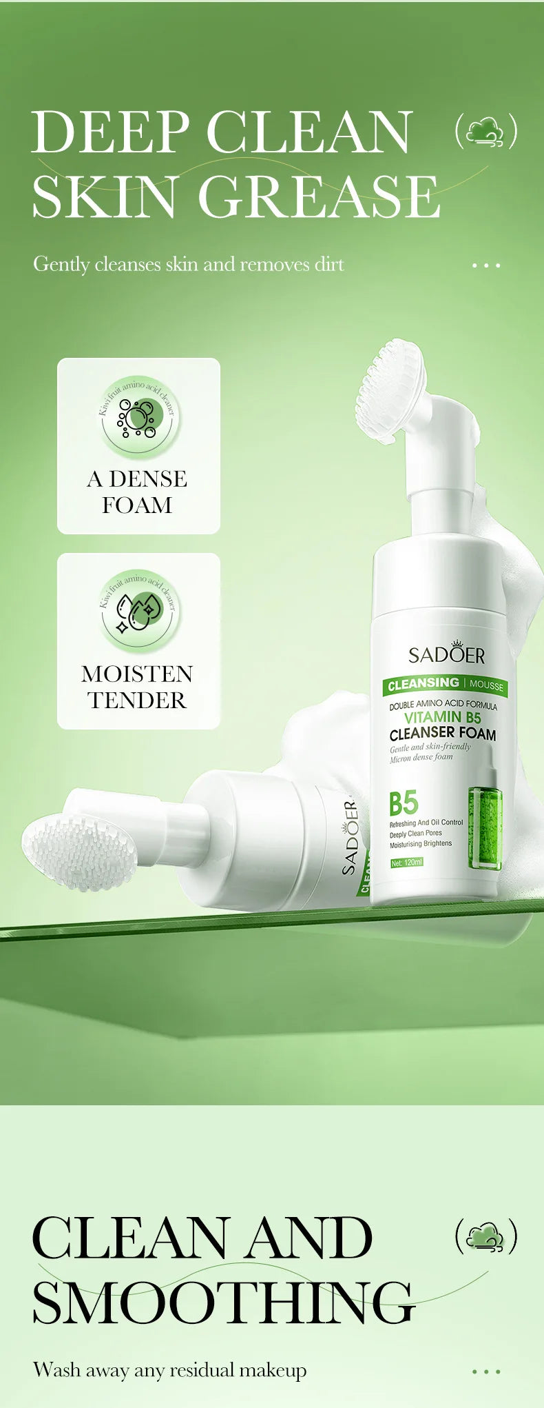 SAODER Q10 vitamine C nettoyant pour le visage mousse de lavage du visage nettoyage du visage Mossee hydratant éclaircissant produits de soins de la peau du visage