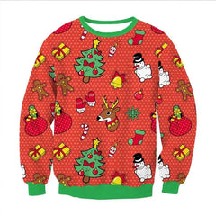 Sweat-shirt de noël en forme de renne du père noël pour hommes et femmes, pull à manches longues, nouvel an, fête de Festival, col rond