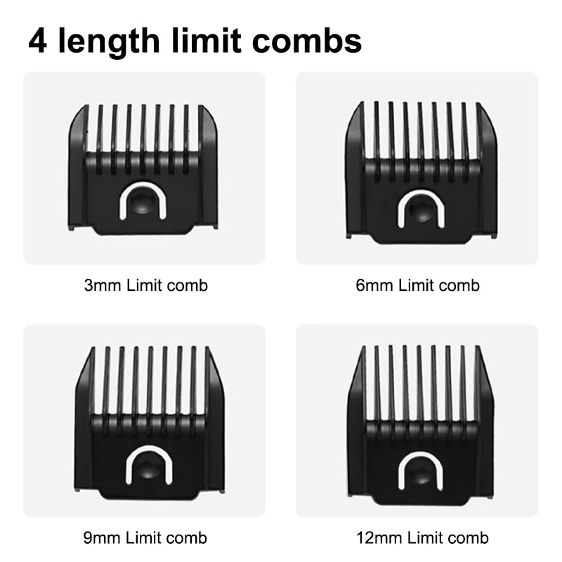 Professional electric hair clipper for men, ceramic blade, low noise home trimmer, USB charger, men's hair cutting tools