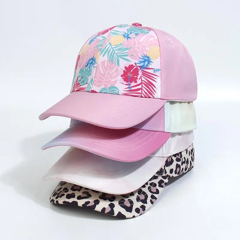 Casquette de Baseball pour Enfant Fille et Garçon, Chapeau de Soleil, Dos Creux, Queue de Cheval, Snapback Hip Hop, Os Réglables