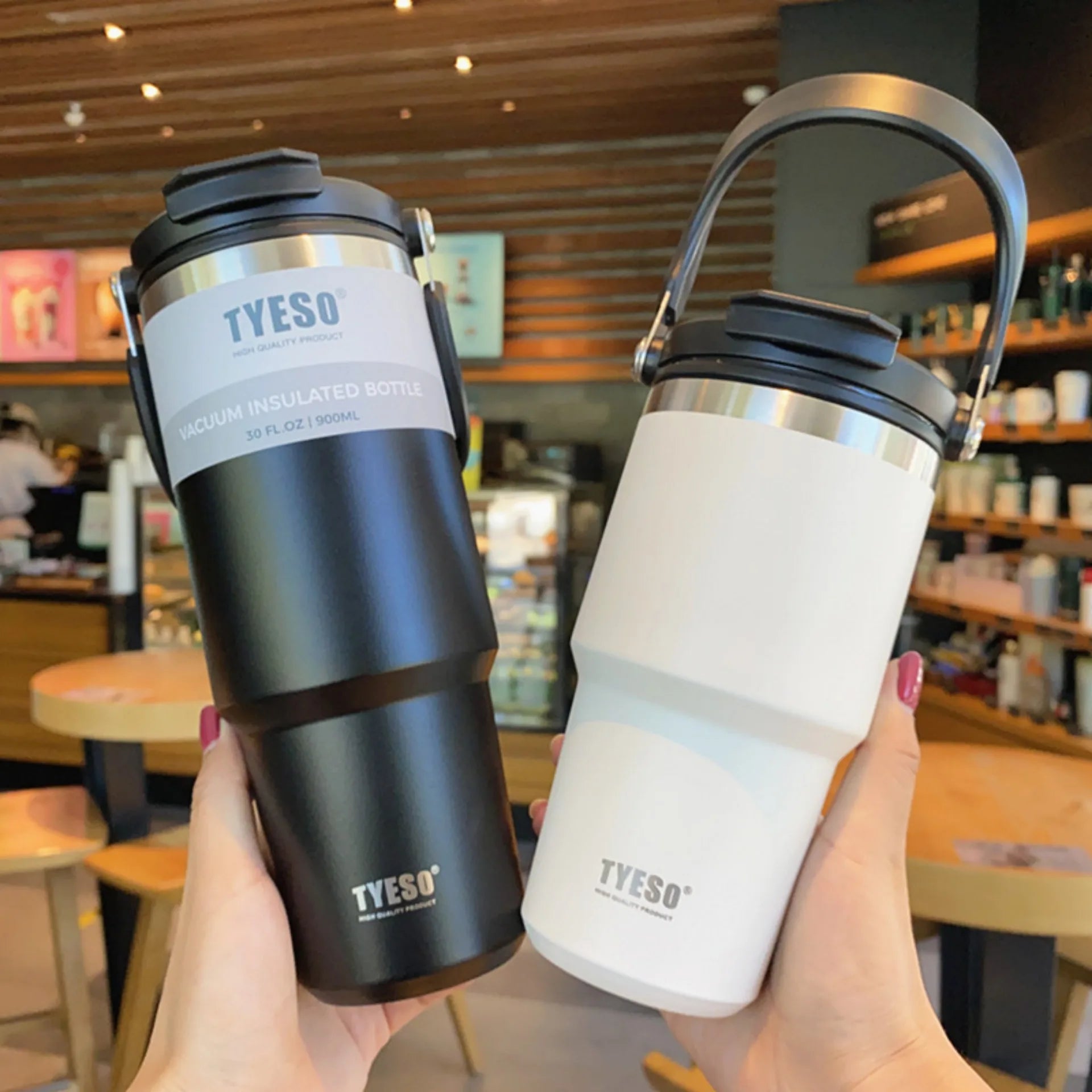Tyeso Stainless Steel Thermos Coffee Mug, Double-Layer Insulated Travel Mug for Hot and Cold Drinks, Vacuum Flask, Car Water Bottle