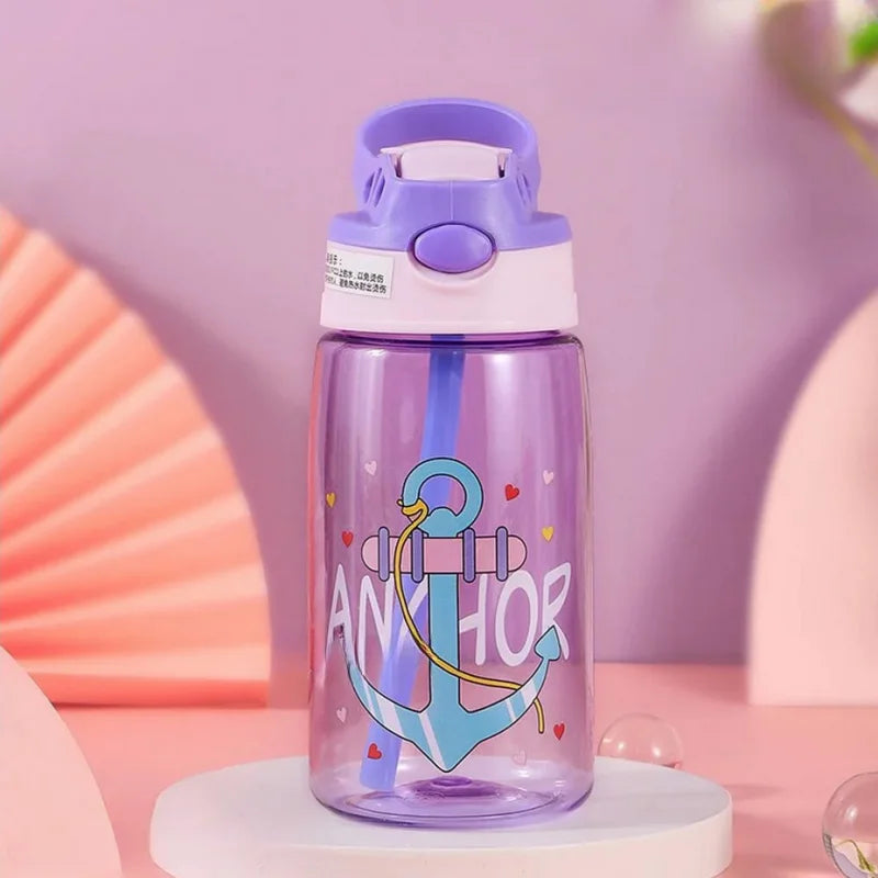 Bouteille d'eau portable avec paille et poignée pour enfants, gobelet pour enfants, 1PC