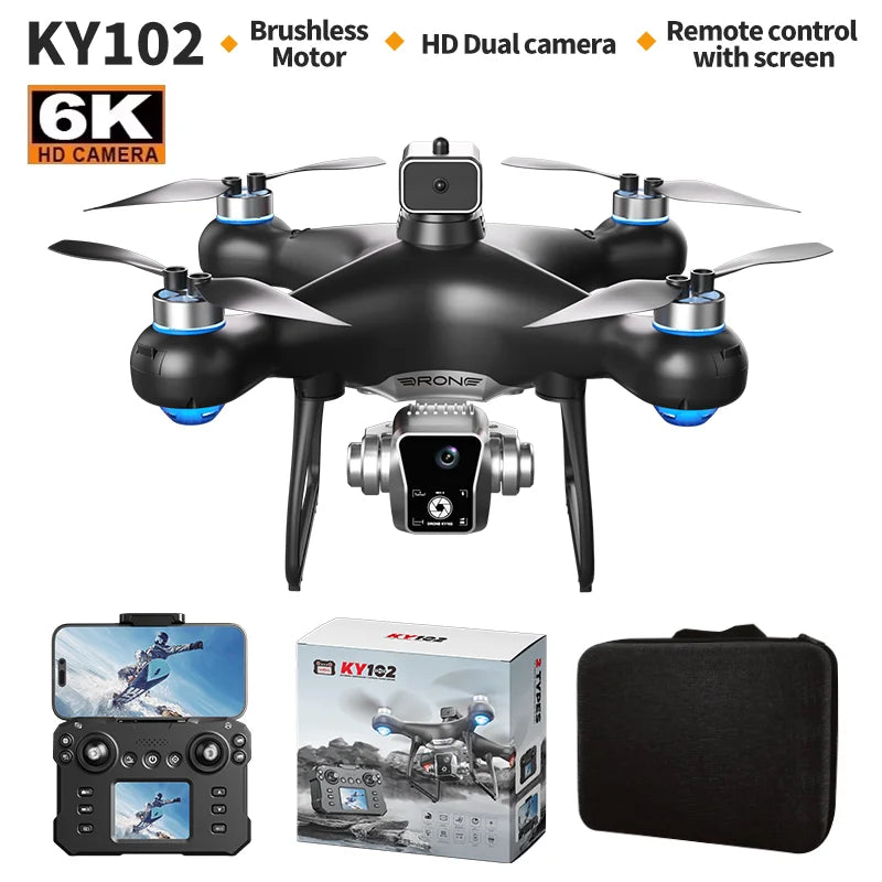 Nouveau Drone KY102 avec écran 8K, double caméra, localisation du flux optique sans balais, évitement Intelligent des obstacles, jouets d'hélicoptère RC