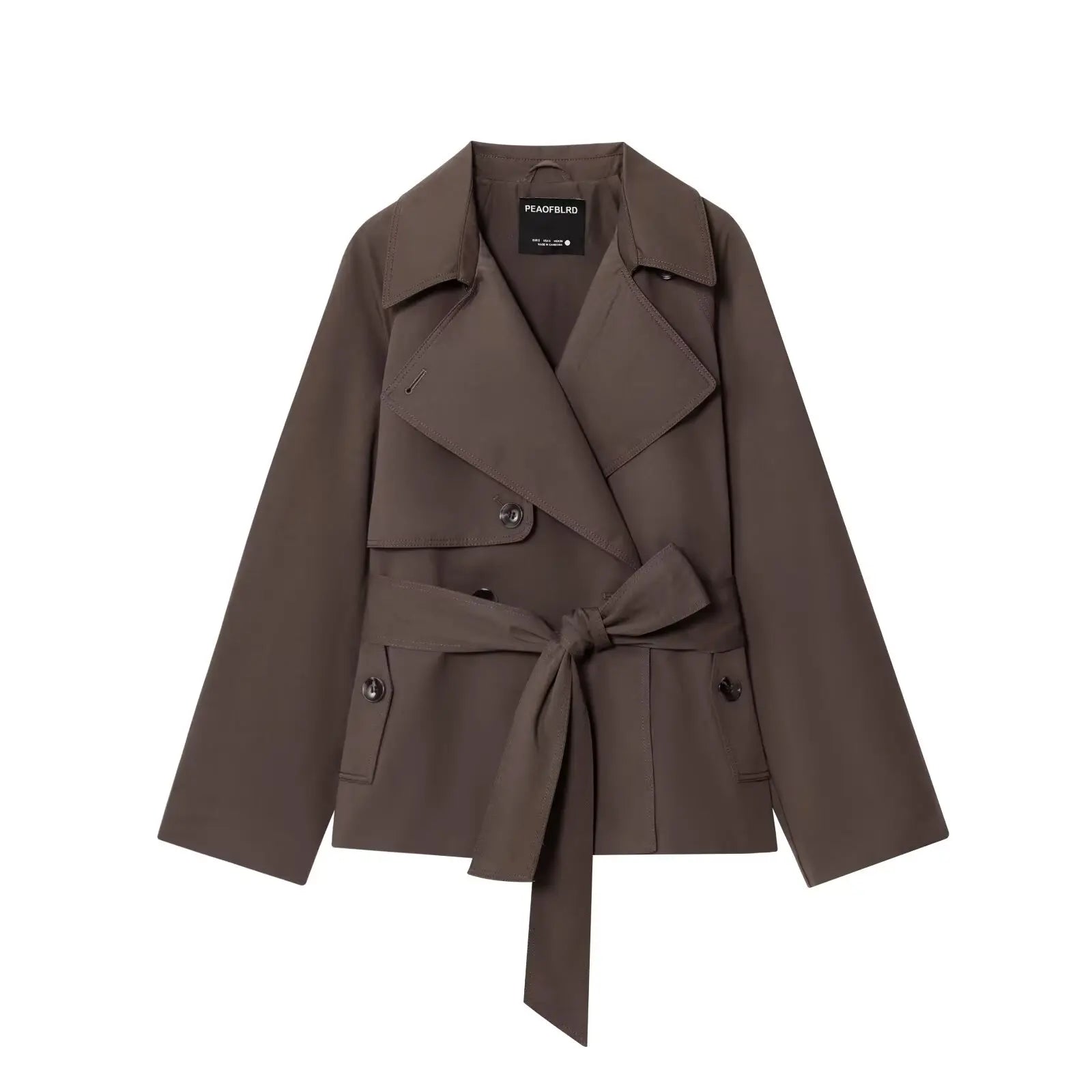 ETJ Autumn 2025 New Collection Women's British Style Double-Breasted Lapel Mesh Colour Belted Casual Trench Coat