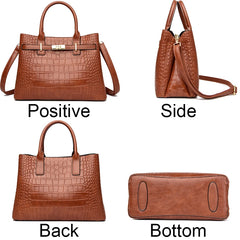 Famous brand women's handbags, high quality crocodile stripe three-piece designer shoulder bag/tote bag 