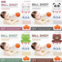 Cadre de basket-ball d'intérieur sur le thème des animaux pour tout-petits, ensemble de jouets de bain pour enfants avec 3 balles en plastique, jeu amusant interactif pour bébés Parents et enfants