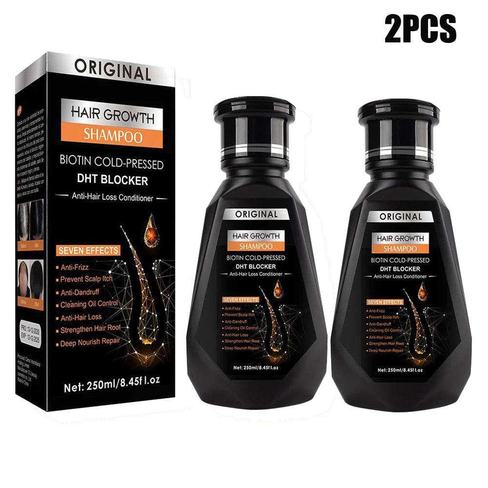 Shampoing à la biotine de 250 ml pour la croissance des cheveux et les cheveux amincissants – Shampooing au gingembre, formule épaississante pour le traitement de la perte de cheveux pour femmes et hommes
