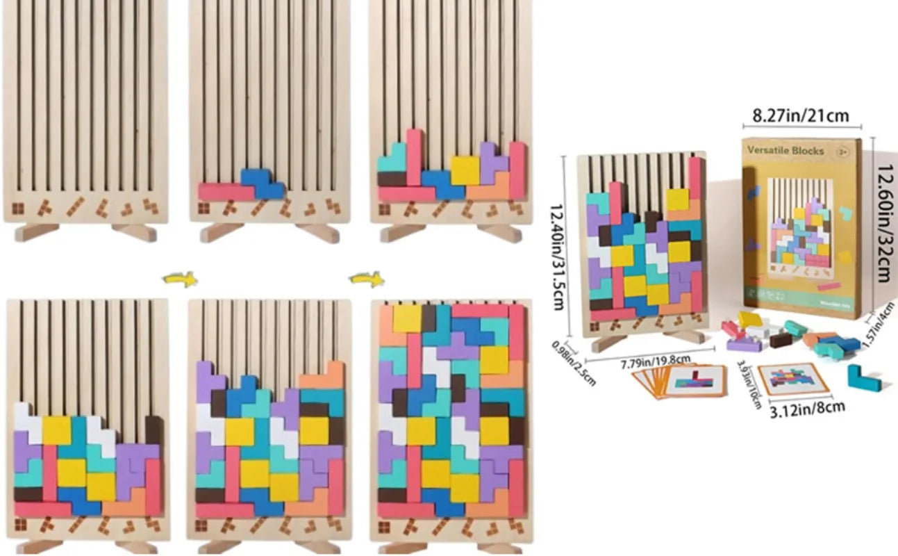 Puzzle en bois, jeu d'empilage pour activité de rassemblement familial, casse-tête STEM pour enfants et adultes, éducatif sensoriel Montessori