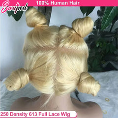 Perruque Lace Front Wig 100% naturelle, cheveux lisses, blond 250, pre-plucked, sans colle, densité 613, HD, ultraviolets