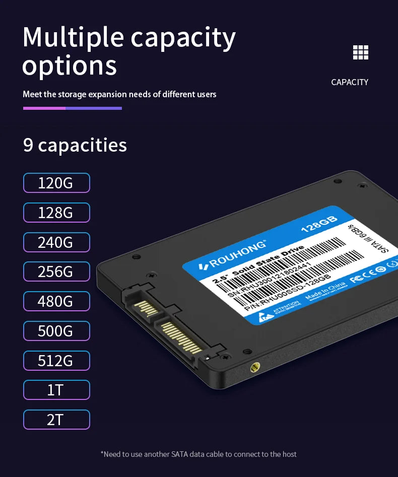 SSD 2.5 64GB 128GB 256GB 512GB 1TB pour ordinateur portable disque SSD de bureau Sata3 120GB 240GB 480GB 960GB 2T