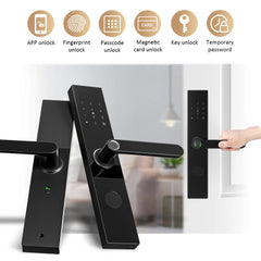 Tuya – serrure de porte intelligente Wifi à empreintes digitales, électronique numérique, carte IC, mot de passe, clé, déverrouillage à distance par application, fonctionne avec Aleax