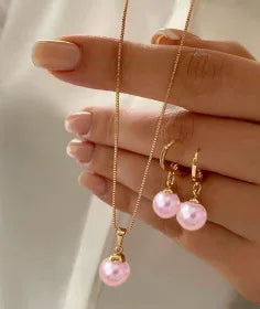 Ensemble de bijoux en perles pour femmes, boucles d'oreilles pendantes, pendentif, collier, Simple, délicat, tenue quotidienne, accessoires de fête