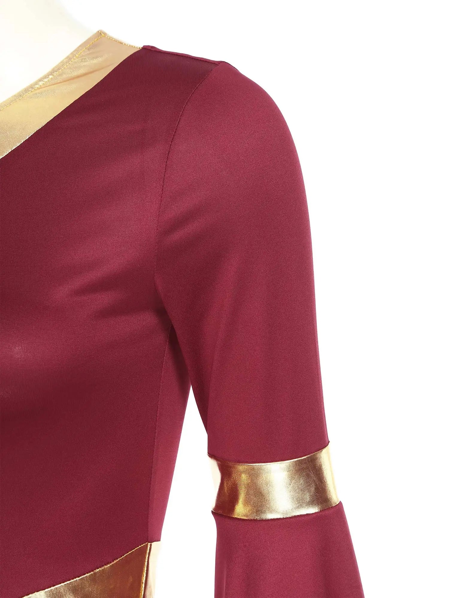 Robe de danse lyrique à manches longues pour femmes, robe à ourlet irrégulier, costume de spectacle liturgique, vêtements de danse modernes, culte de la chorale d'église