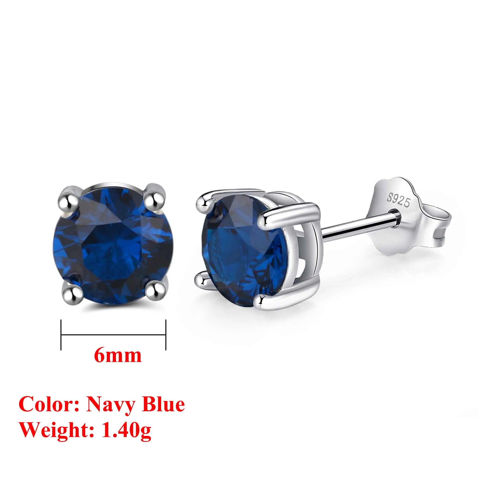 Effie Queen 925 boucles d'oreilles en argent Sterling pierre de naissance pour femmes AAA Zircon cubique 12 couleurs boucles d'oreilles mode fille bijoux SE84