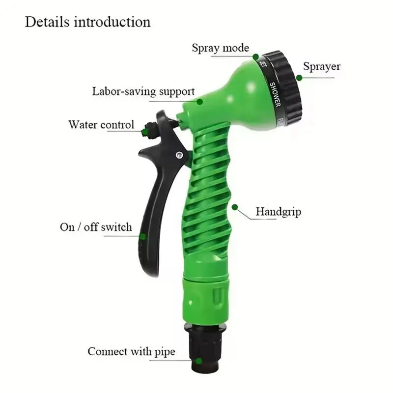 Tuyau magique extensible, lavage de voiture à haute pression, 7 fonctions de pulvérisation d'eau, pistolet à eau, tuyau d'arrosage de jardin domestique
