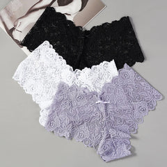 3 pièces Sexy dentelle florale culottes femmes slips taille basse Lingerie douce confortable femme sous-vêtements filles intimes culottes