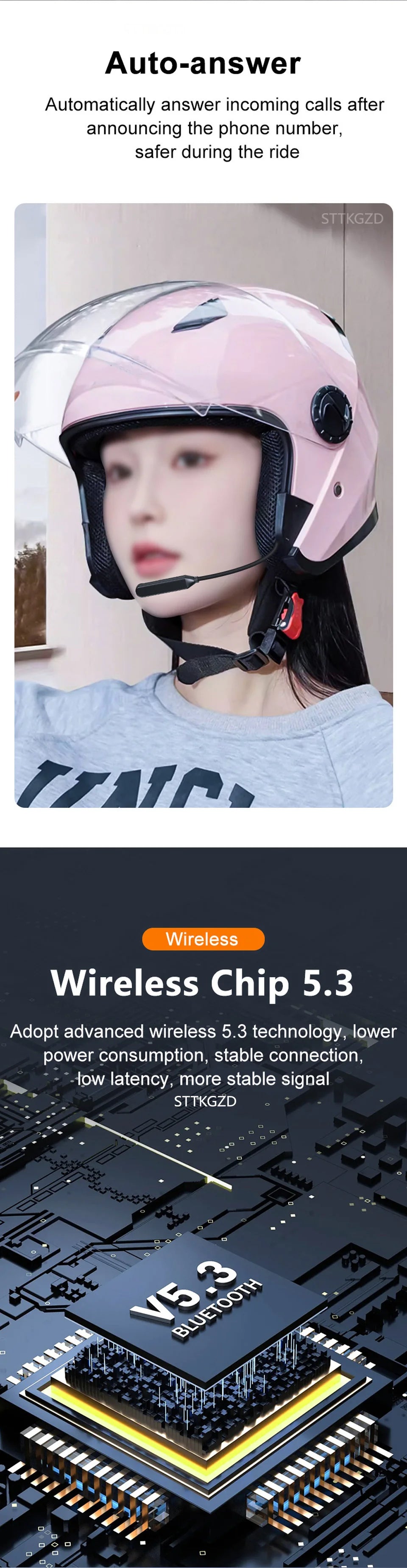 Casque de moto Bluetooth casque sans fil casque avec Microphone écouteur ENC suppression du bruit mains libres parlant conduite