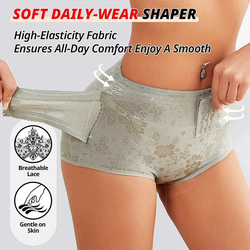 Flarixa dentelle taille formateur ventre contrôle culotte de sous-vêtements femmes bas Abdomen corps Shaper slips avec crochets respirant hanche ascenseur