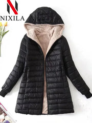 Nouveau en automne hiver manteau femme mode coréenne édition élégante à capuche droite Parkas chaud flanelle vestes pour femmes vêtements