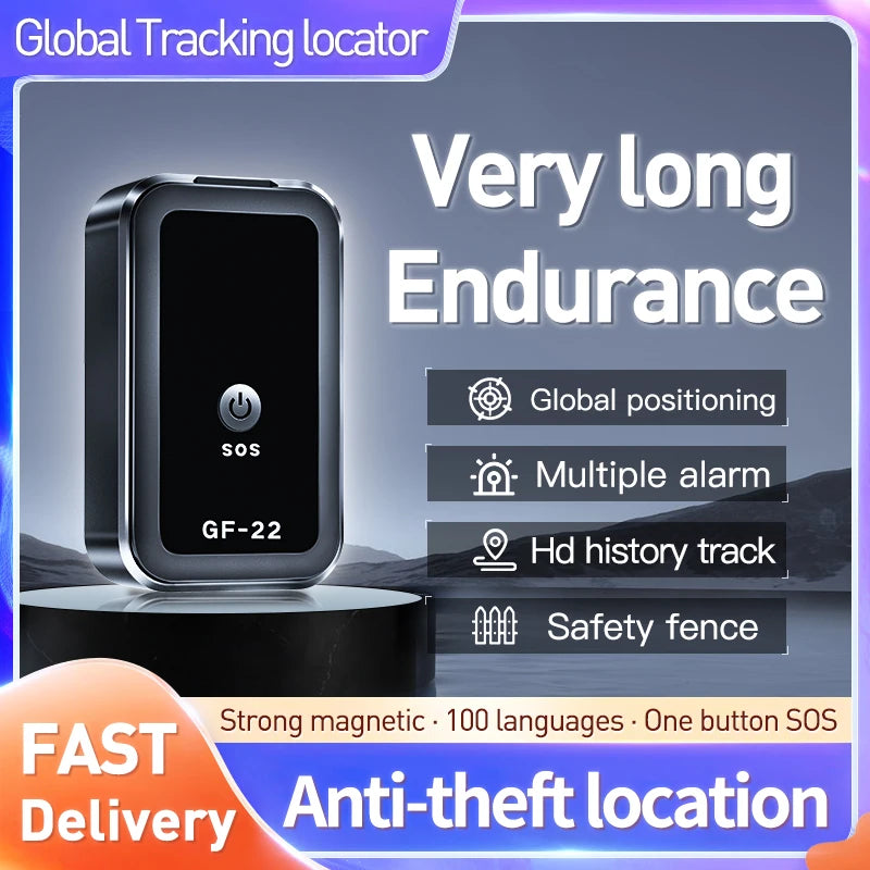 GF22 Car Tracker, Real-Time GPS Positioning Device, Anti-Loss, Accurate Locator, SOS Alarm Device