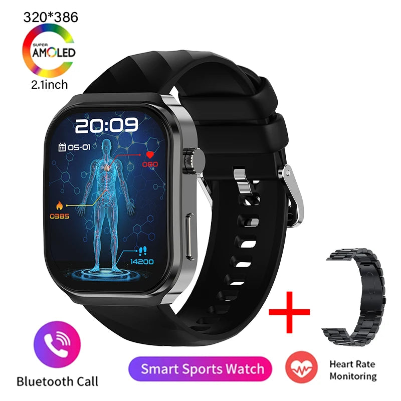 Nouveau montre intelligente pour hommes U13 écran carré de 2.1 pouces résolution 320*386 surveillance de la fréquence cardiaque et de la pression artérielle 2024 montre intelligente