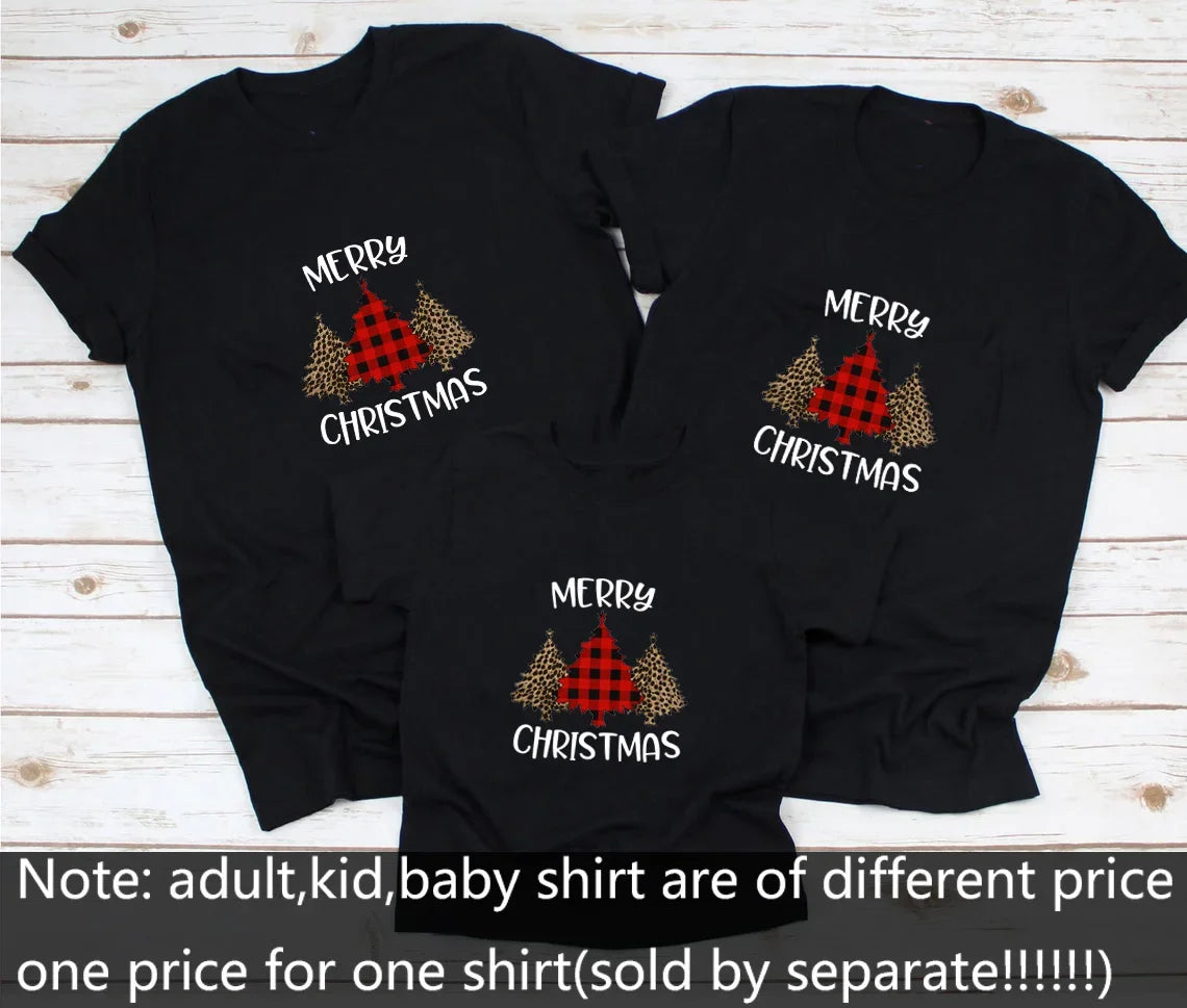 T-shirt imprimé arbre de Noël pour la famille, chemises de Noël, vêtements assortis pour la famille, tenues de vacances, hommes, femmes, enfants