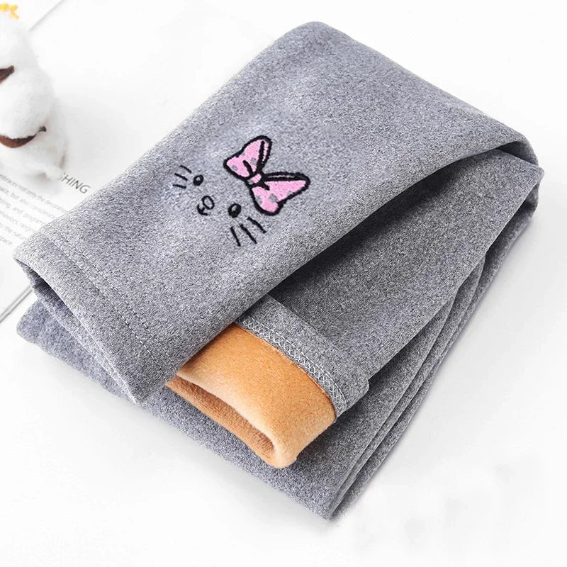 Thick and warm velvet leggings for girls aged 2 to 8 years, tights with a knee-length hem, for children, autumn and winter
