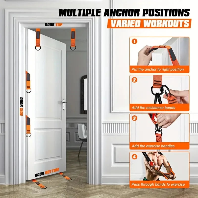 Équipement de fitness à domicile. Une bande de résistance utilisée pour la pression vers le bas et autres exercices pour façonner vos triceps, latissimus dorsi