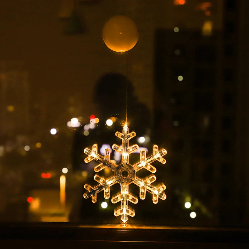 Lumières LED de Noël pour la décoration de la chambre à coucher, ornements de la maison, fenêtre, verre, batterie chaude