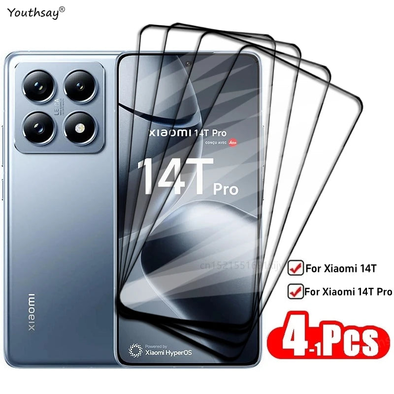 4-pack tempered glass screen protector for Xiaomi 14T Pro, HD screen protector for Xiaomi 14T, protective phone film for Xiaomi 14T