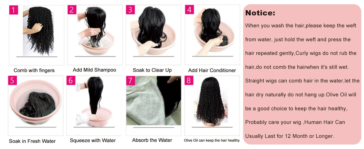 Glueless wigs, pre-plucked pre-cut human hair, loose deep wave lace wig, large wave long curly hair, synthetic headband