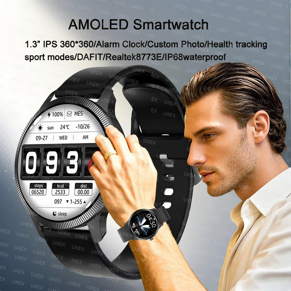 2025 nouvelle montre intelligente d'affaires hommes 1.3 HD 360*360 AMOLED traqueur de santé offres de photos personnalisées aujourd'hui cadeau Assistant vocal montre mâle