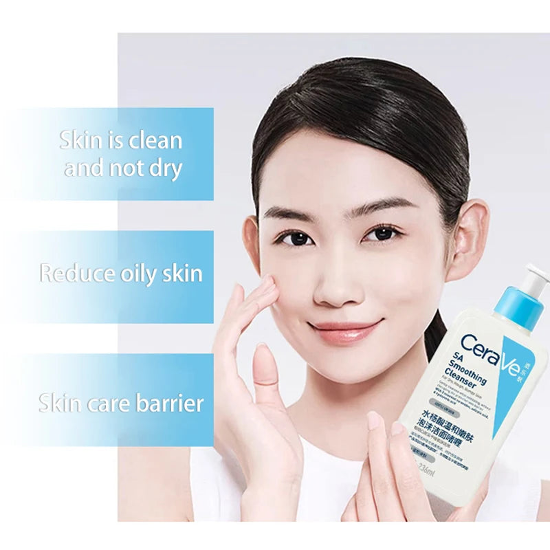 CeraVe SA-Nettoyant à l'acide salicVAC pour le visage, expensif à l'acide hyaluronique, à la niacinamide et aux céramides BHA, 236ml