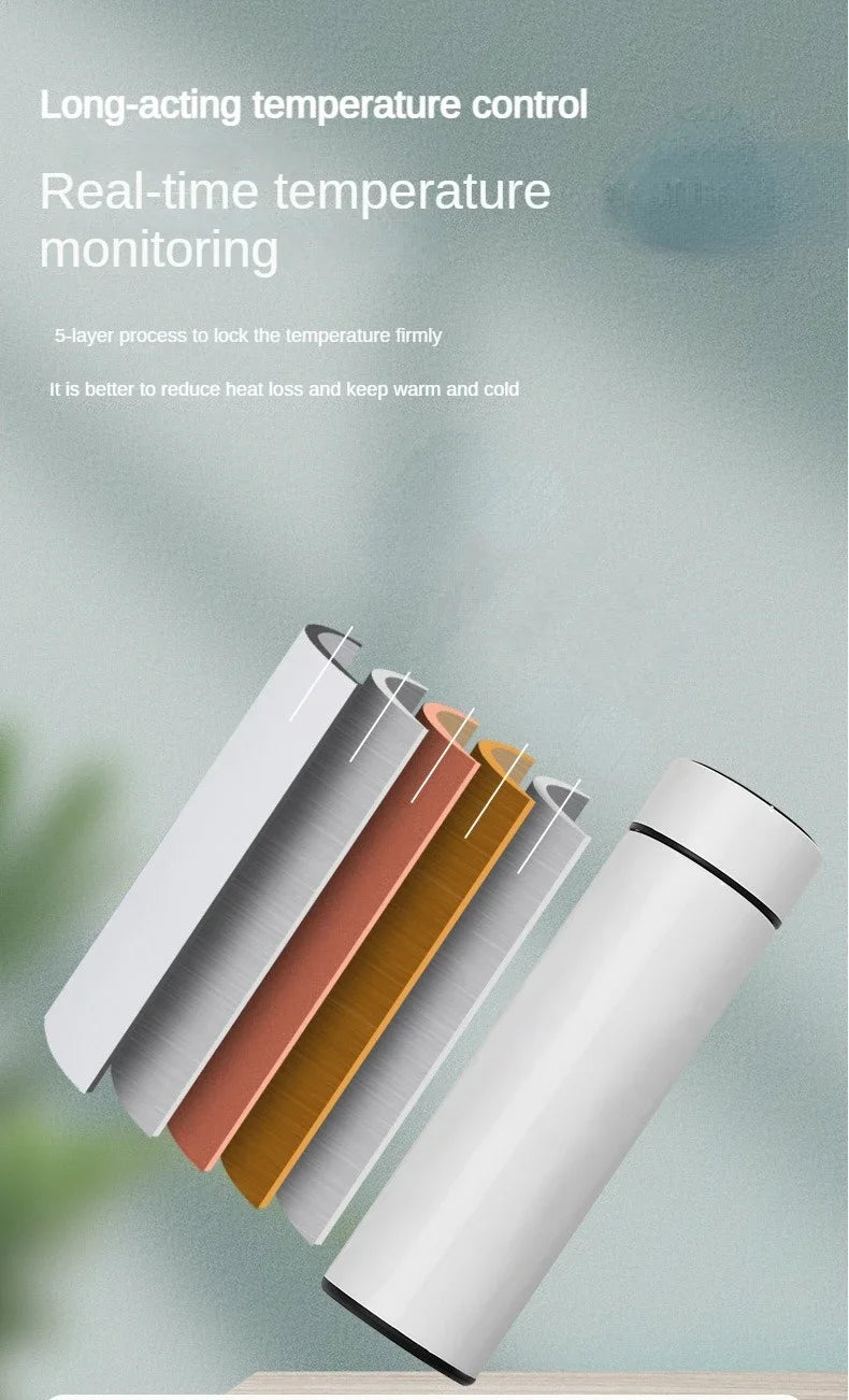 Bouteille Thermos en acier inoxydable de 500ml, avec affichage numérique de la température, tasse de mesure intelligente de la température, flacon sous vide