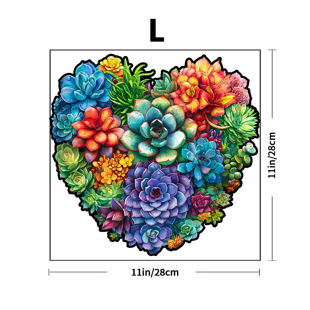 Puzzle en bois - Succulent coloré - Puzzle en bois pour adultes et enfants - Puzzle en bois animal de forme unique - Puzzle pour adultes