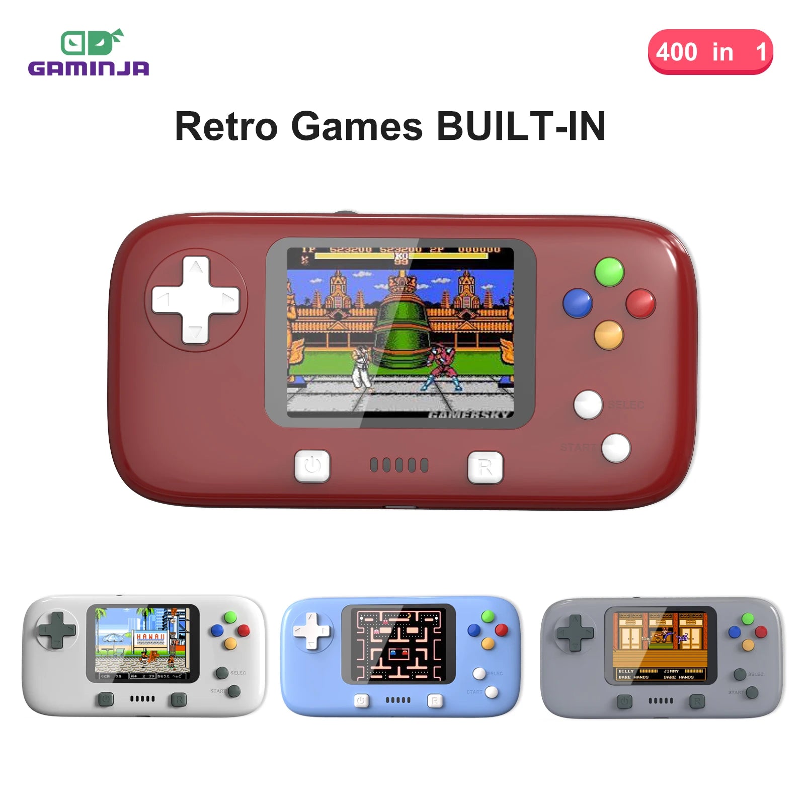 GAMINJA GC76 400 in 1 Classic Games Handheld Portable Game Console 2.8 inch Video Game Console Portable Game for Kids Gift