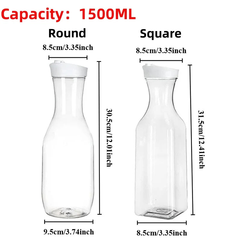 Grande bouteille d'eau en plastique avec bouchon rabattable, récipient à jus à base carrée, bouteille d'eau en plastique transparent, bouteille de lait de boisson, 50 oz