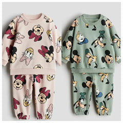Costumes pour tout-petits, sweat-shirt + pantalon de dessin animé, ensemble deux pièces, tenues à manches longues, mode, sweat à capuche imprimé de dessin animé, pantalons de survêtement, vêtements d'extérieur