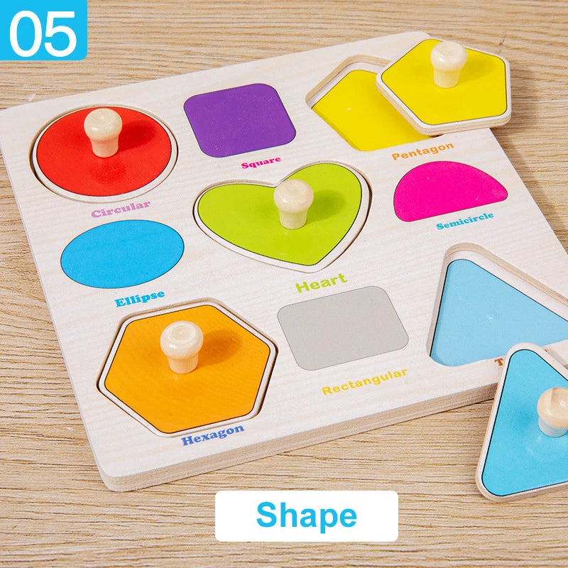 Jouets Montessori pour bébé, Puzzle 3d en bois, dessin animé, Intelligence animale, jouets éducatifs d'apprentissage précoce pour enfants